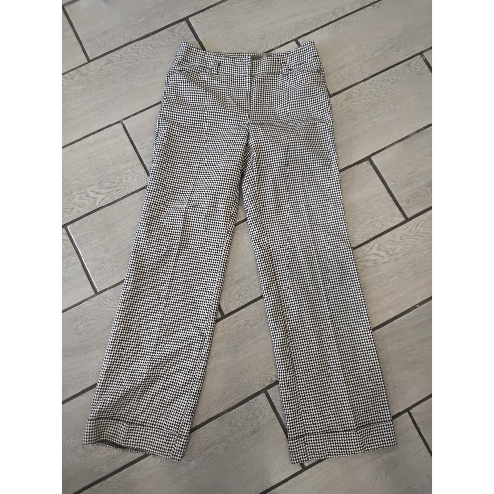 Mac & Jac Houndstooth Dress Pants Black White Cuffed Straight Leg Trousers -4